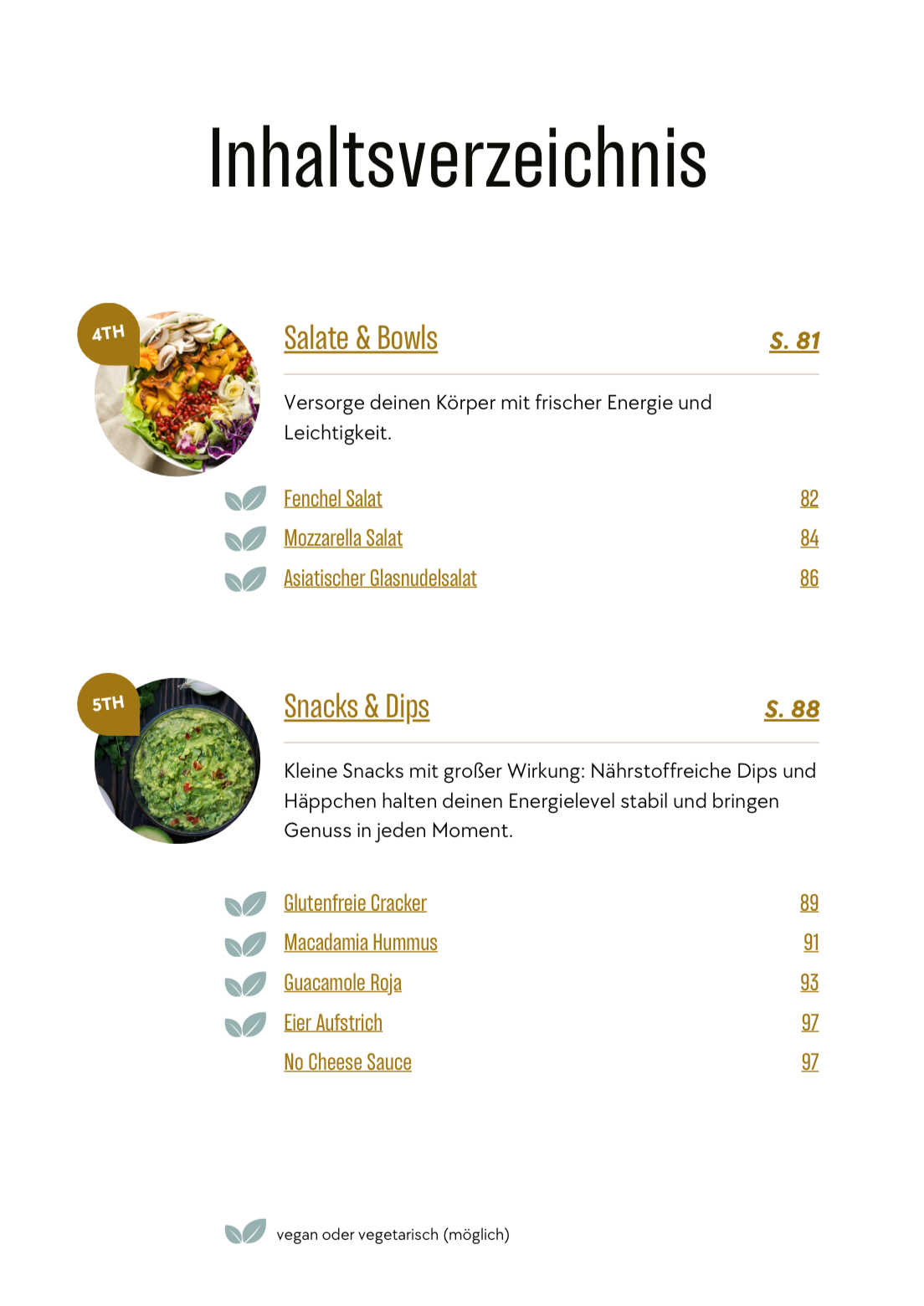 Inhaltsverzeichnis — Salate, Bowls & Snacks